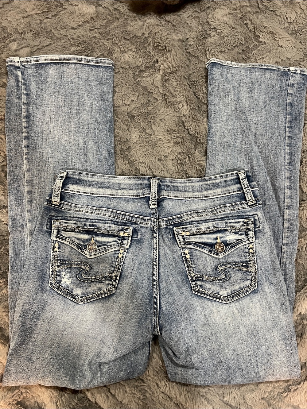 Silver Jeans Light Blue Bootcut Jeans with Embellished Back Pockets